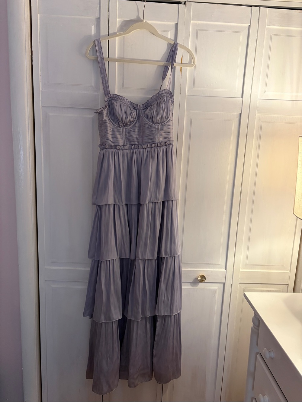 ASTR the label Tiered Lavender Maxi Dress with Sweetheart Bodice